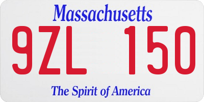 MA license plate 9ZL150