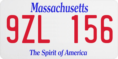 MA license plate 9ZL156