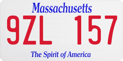 MA license plate 9ZL157