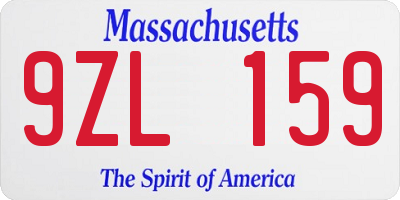 MA license plate 9ZL159