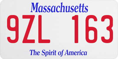 MA license plate 9ZL163