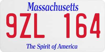 MA license plate 9ZL164