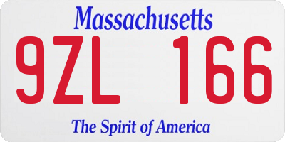 MA license plate 9ZL166