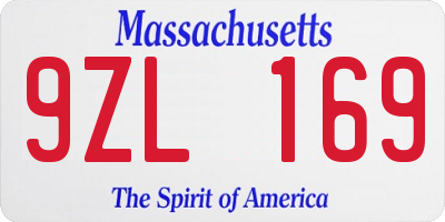 MA license plate 9ZL169