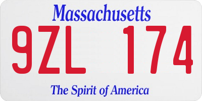 MA license plate 9ZL174