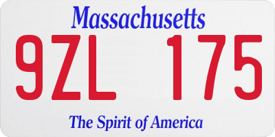 MA license plate 9ZL175