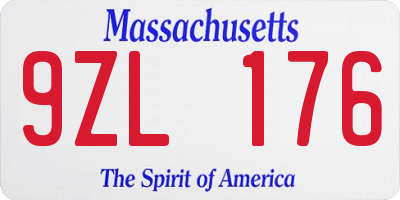 MA license plate 9ZL176