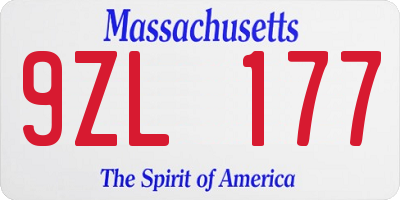 MA license plate 9ZL177