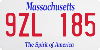 MA license plate 9ZL185