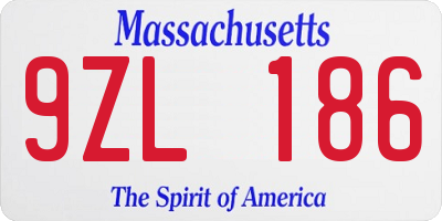 MA license plate 9ZL186