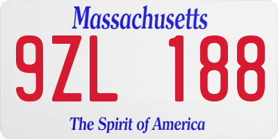 MA license plate 9ZL188