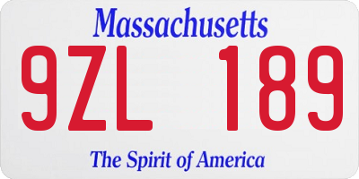 MA license plate 9ZL189