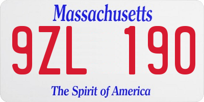 MA license plate 9ZL190