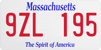 MA license plate 9ZL195