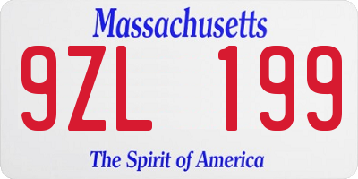 MA license plate 9ZL199