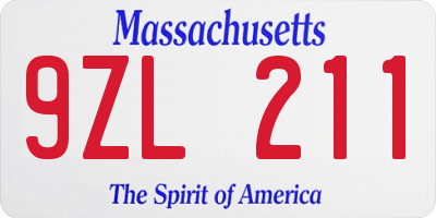 MA license plate 9ZL211