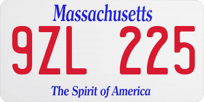 MA license plate 9ZL225