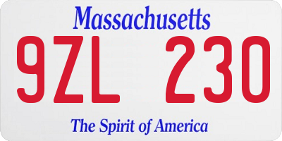 MA license plate 9ZL230