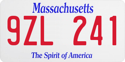 MA license plate 9ZL241