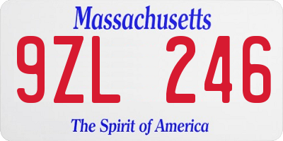 MA license plate 9ZL246