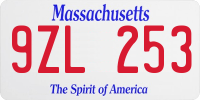 MA license plate 9ZL253