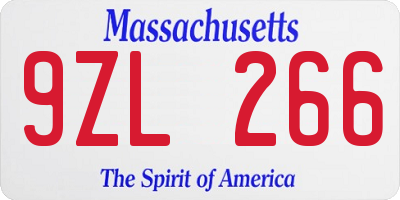 MA license plate 9ZL266