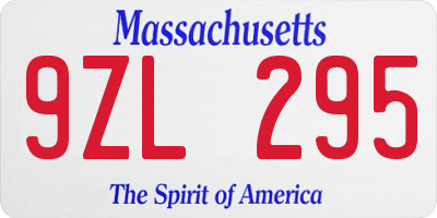 MA license plate 9ZL295