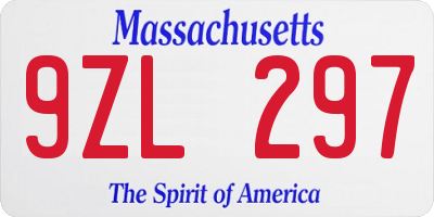 MA license plate 9ZL297