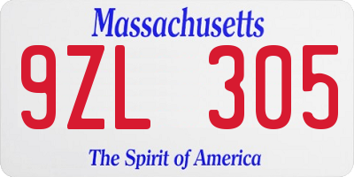 MA license plate 9ZL305