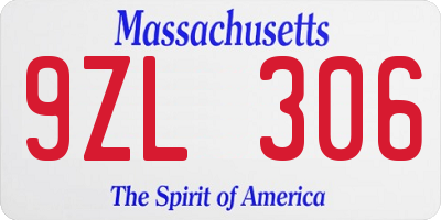 MA license plate 9ZL306