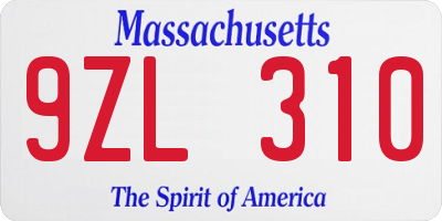 MA license plate 9ZL310