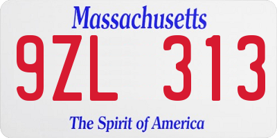 MA license plate 9ZL313