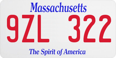 MA license plate 9ZL322