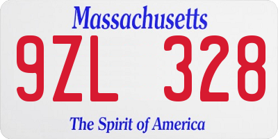 MA license plate 9ZL328