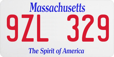 MA license plate 9ZL329