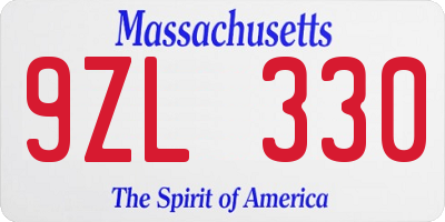 MA license plate 9ZL330