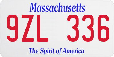 MA license plate 9ZL336
