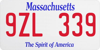 MA license plate 9ZL339