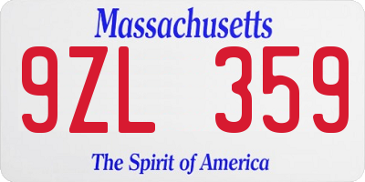MA license plate 9ZL359