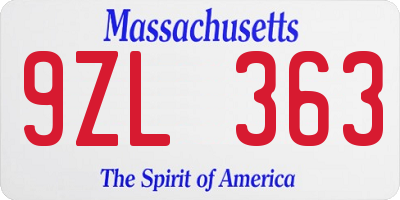 MA license plate 9ZL363