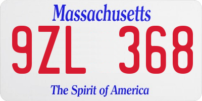 MA license plate 9ZL368