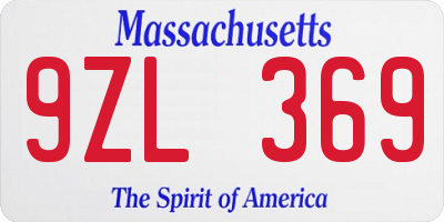 MA license plate 9ZL369