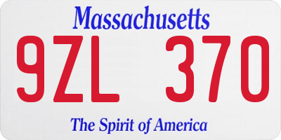 MA license plate 9ZL370