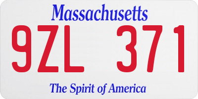 MA license plate 9ZL371