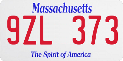 MA license plate 9ZL373