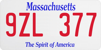 MA license plate 9ZL377