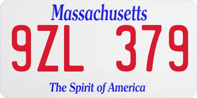 MA license plate 9ZL379