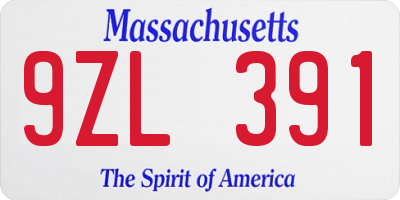 MA license plate 9ZL391