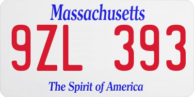 MA license plate 9ZL393