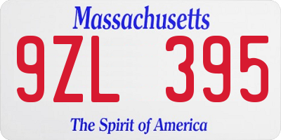 MA license plate 9ZL395